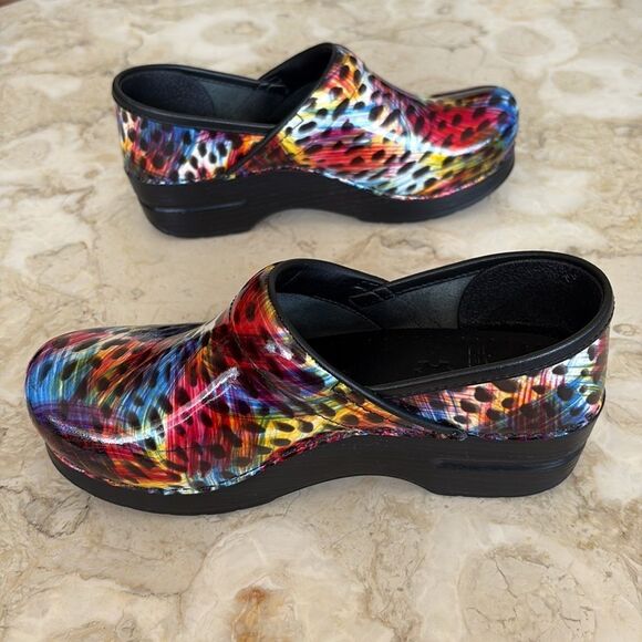 Dansko Professional Paint Storm Patent Leather Clogs Size 37 - Picture 4 of 12